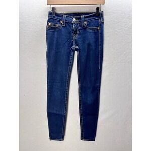 True Religion Casey Skinny Jeans Womens 27" Dark Wash Stretch Denim Blue 3220